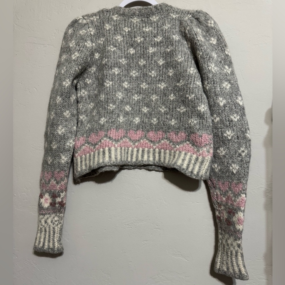 LoveShackFancy Rosie Pointelle Grey/GrayAlpaca Wool Pullover Sweater (S) - Picture 5 of 10